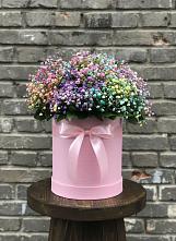 Цветочная композиция из Гипсофила и Розы в шляпной коробке #REPLACE_PRED# Раздольном Республика Крым