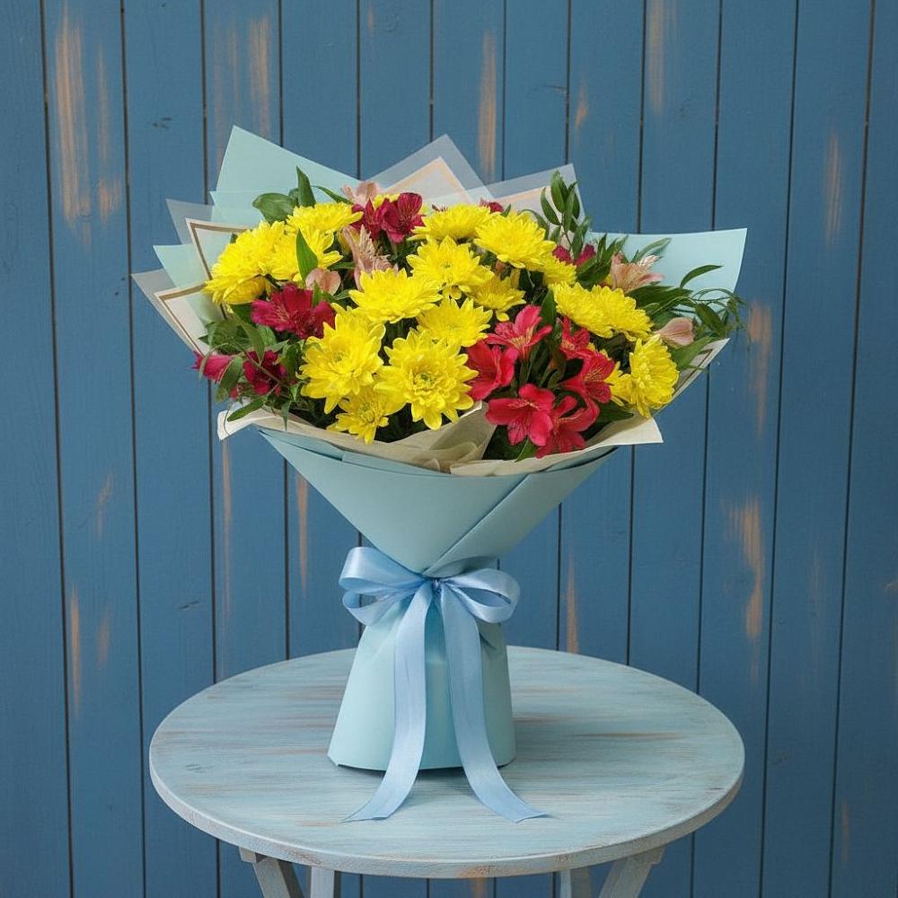 Букет цветов из: Альстромерии и Хризантемы в Раздольном Республика Крым