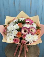 Букет цветов из:  Розы, Герберы и Хризантемы в Раздольном Республика Крым