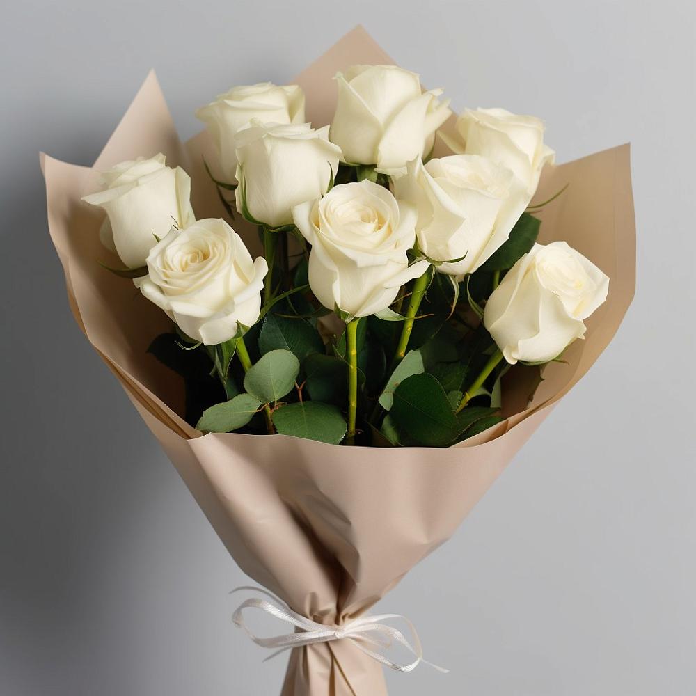 Букет 9 Белых роз Эдлесс Лав в Раздольном Республика Крым