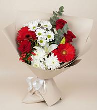 Букет цветов из:  Розы, Хризантемы, Герберы и Лилии в Раздольном Республика Крым