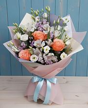 Букет цветов из:  Лизиантусы, Розы, Альстромерии и Гипсофила #REPLACE_PRED# Раздольном Республика Крым