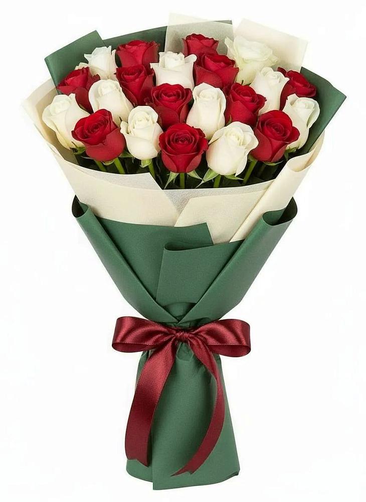 Букет Микс из красных и белых роз в Раздольном Республика Крым