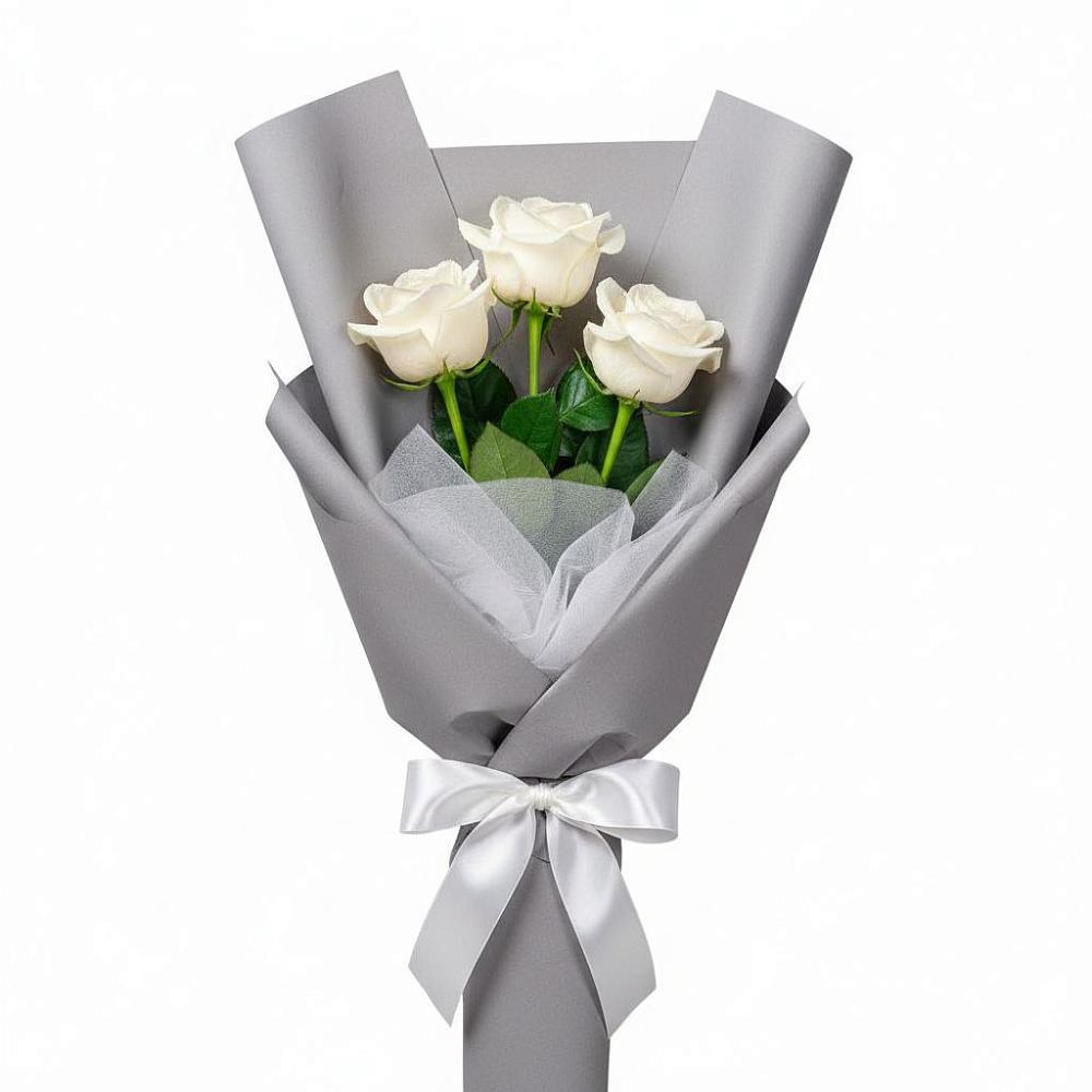 Букет 3 белые розы в Раздольном Республика Крым