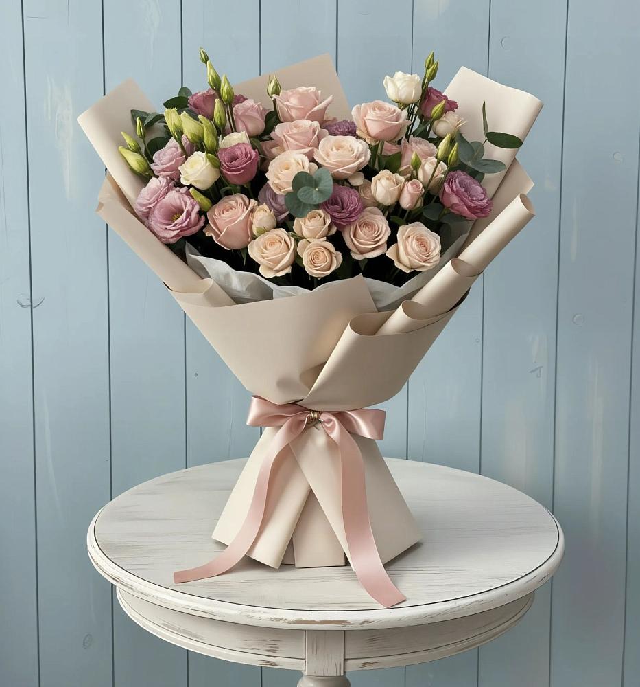 Букет цветов из: Розы и Лизиантусы в Раздольном Республика Крым