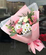 Букет цветов из:  Розы, Лизиантусы и Хризантемы в Раздольном Республика Крым