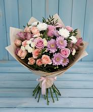 Букет цветов из:  Хризантемы, Розы и Альстромерии в Раздольном Республика Крым