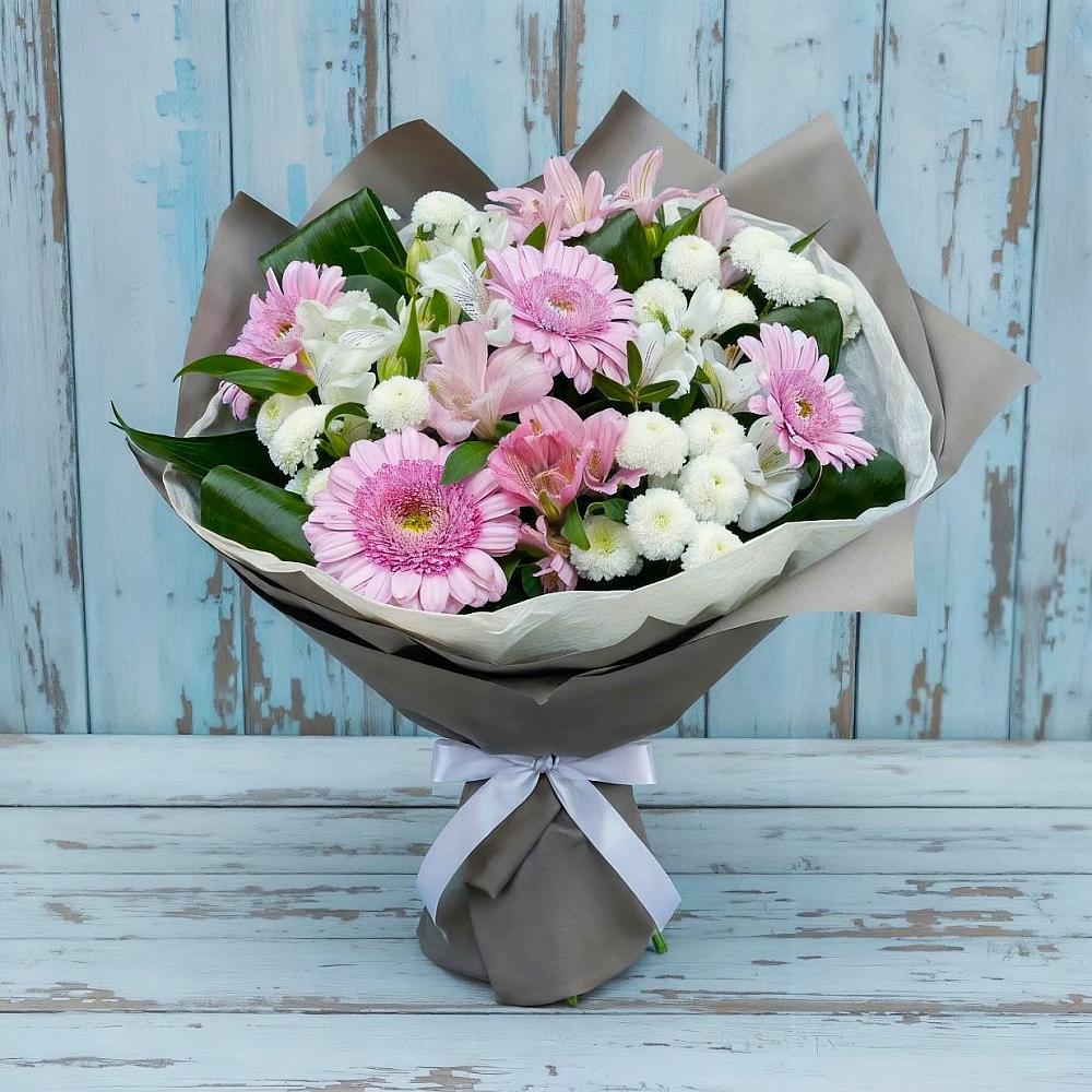 Букет цветов из: Герберы, Альстромерии и Хризантемы в Раздольном Республика Крым