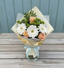 Букет цветов из:  Герберы, Розы и Хризантемы в Раздольном Республика Крым