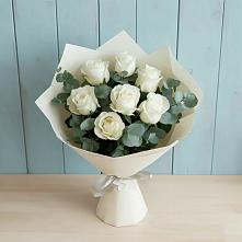 Букет Белые розы в Эвкалипте в Раздольном Республика Крым