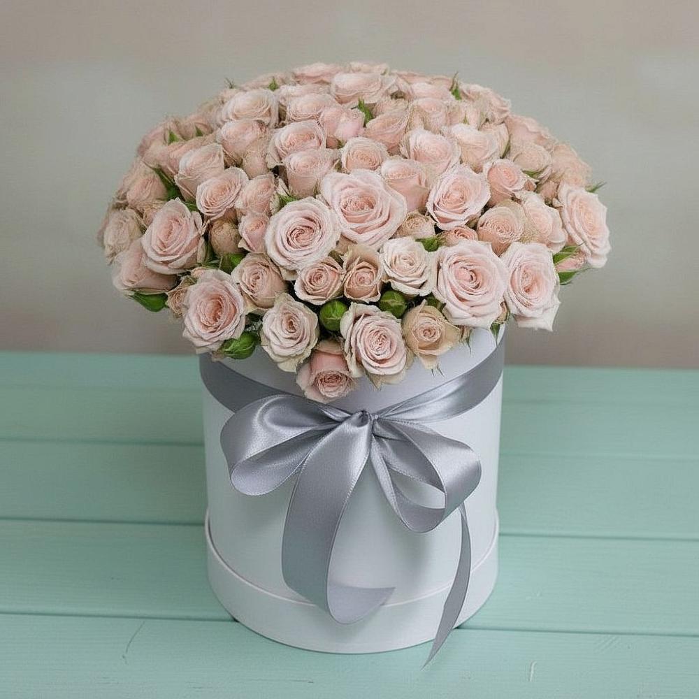 Цветочная композиция из Розы в шляпной коробке в Раздольном Республика Крым